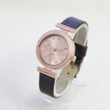 Relógio de mão feminino de Genebra com design personalizado de alta qualidade com pulseira leathr